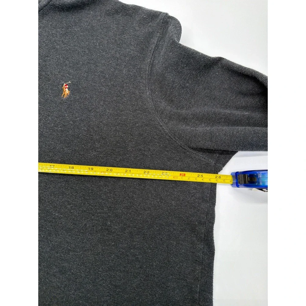 Polo Ralph Lauren Mens XL‎ Estate Rib Quarter Zip Pullover Charcoal Gray Cotton